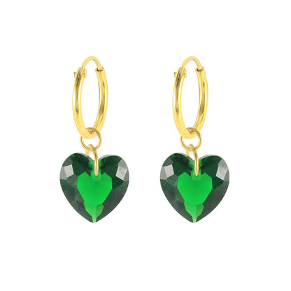 S925 Sterling Silver Fashion Creative Colorful Heart-shaped Crystal Eardrops Earrings