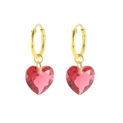 S925 Sterling Silver Fashion Creative Colorful Heart-shaped Crystal Eardrops Earrings