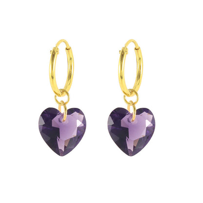 S925 Sterling Silver Fashion Creative Colorful Heart-shaped Crystal Eardrops Earrings