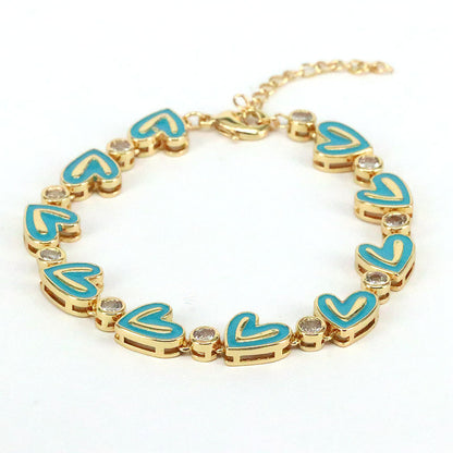 Fashion Heart Shape Copper Plating Zircon Bracelets