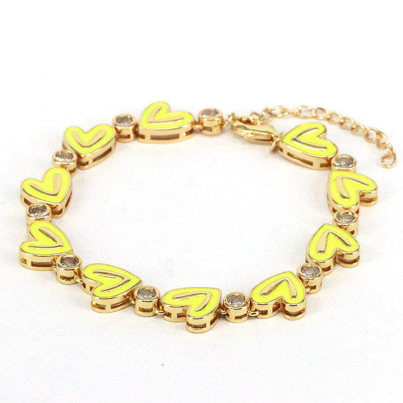 Fashion Heart Shape Copper Plating Zircon Bracelets