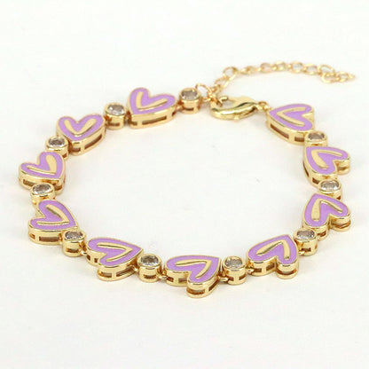 Fashion Heart Shape Copper Plating Zircon Bracelets