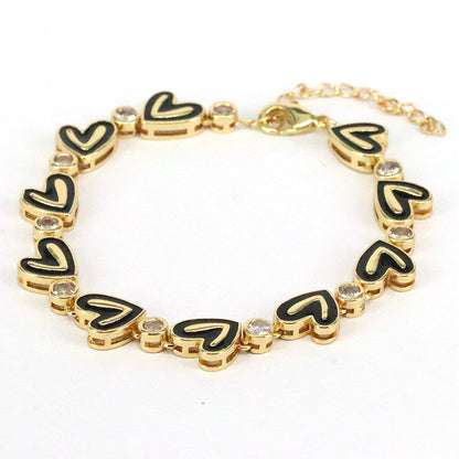 Fashion Heart Shape Copper Plating Zircon Bracelets