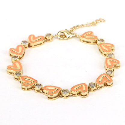 Fashion Heart Shape Copper Plating Zircon Bracelets