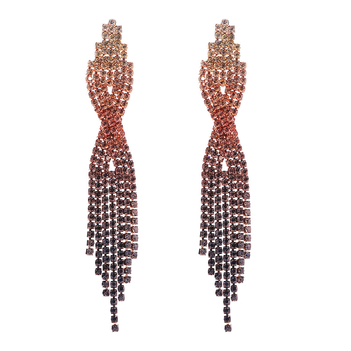 Women's Fashion Tassel Gradient Color Alloy Earrings Diamond Artificial Rhinestones Drop Earrings