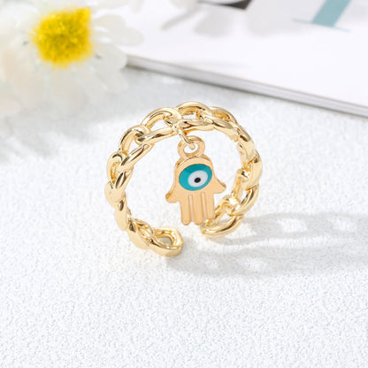 Women's Simple Style Devil's Eye Palm Alloy Rings Plating Alloy Rings