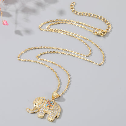 Unisex Simple Style Elephant Alloy Necklace Plating Zircon Necklaces