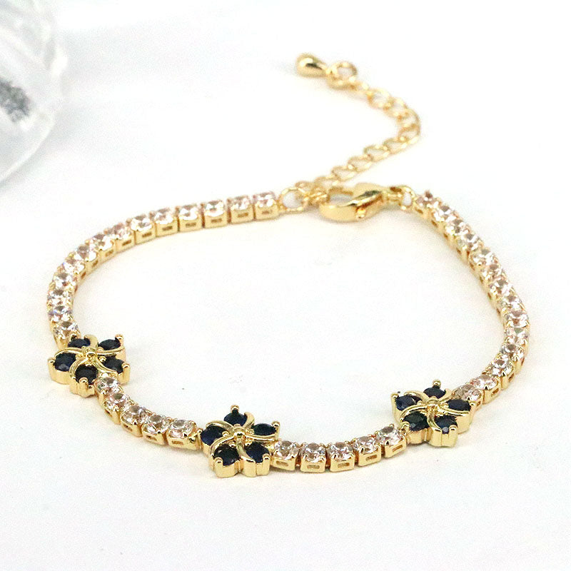 Women's Fashion Flower Copper Bracelets Plating Inlaid Zircon Zircon Copper Bracelets