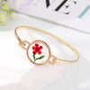 Simple Style Flowers Alloy Plating Resin Bangle