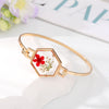 Simple Style Flowers Alloy Plating Resin Bangle