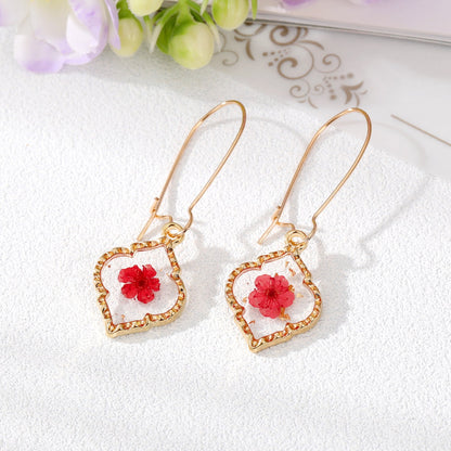 Women's Simple Style Flowers Alloy Resin Earrings Epoxy Earrings