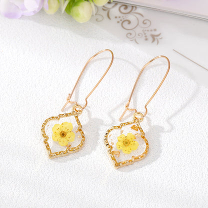 Women's Simple Style Flowers Alloy Resin Earrings Epoxy Earrings