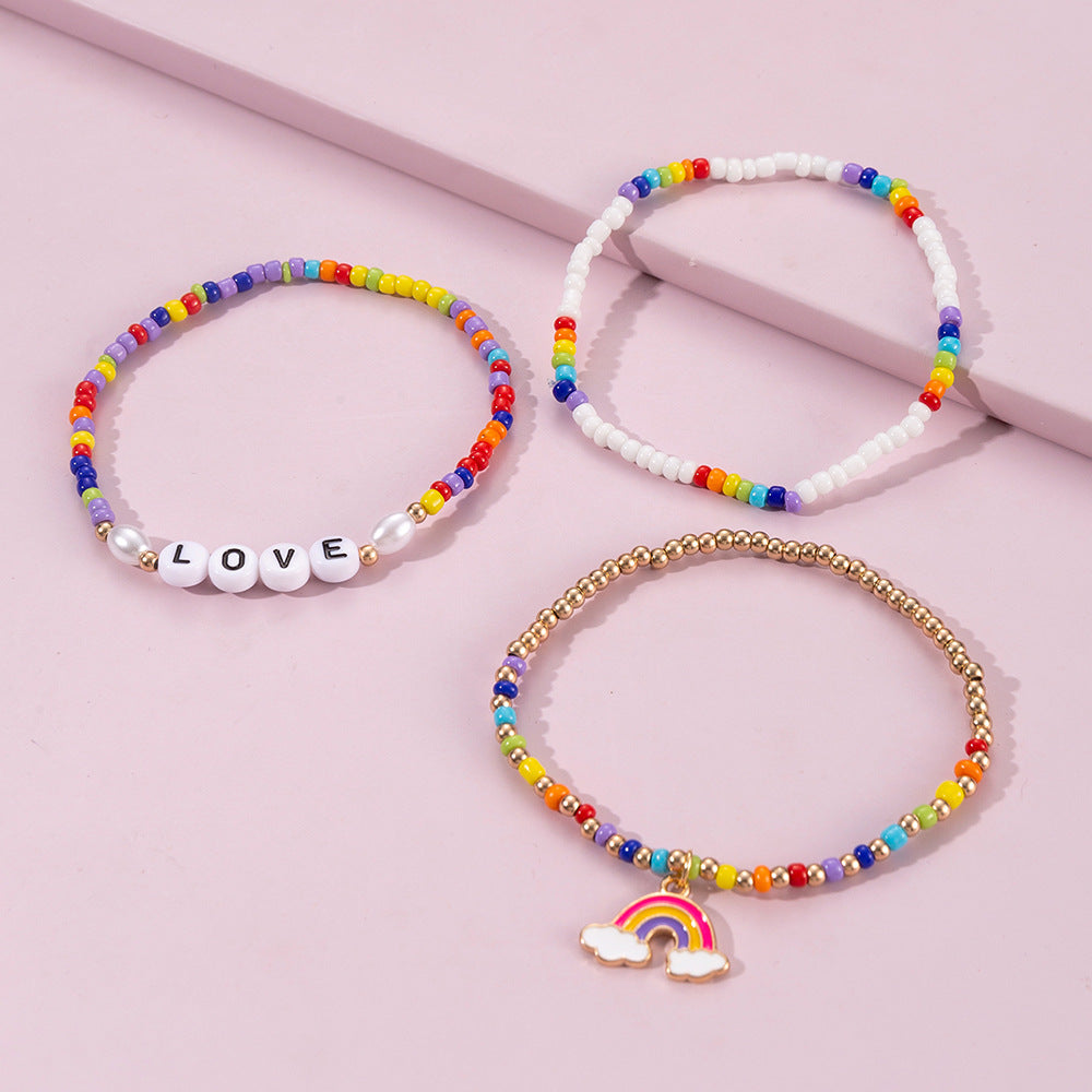 Fashion Beach Letter Rainbow Plastic/resin Beads Bracelets