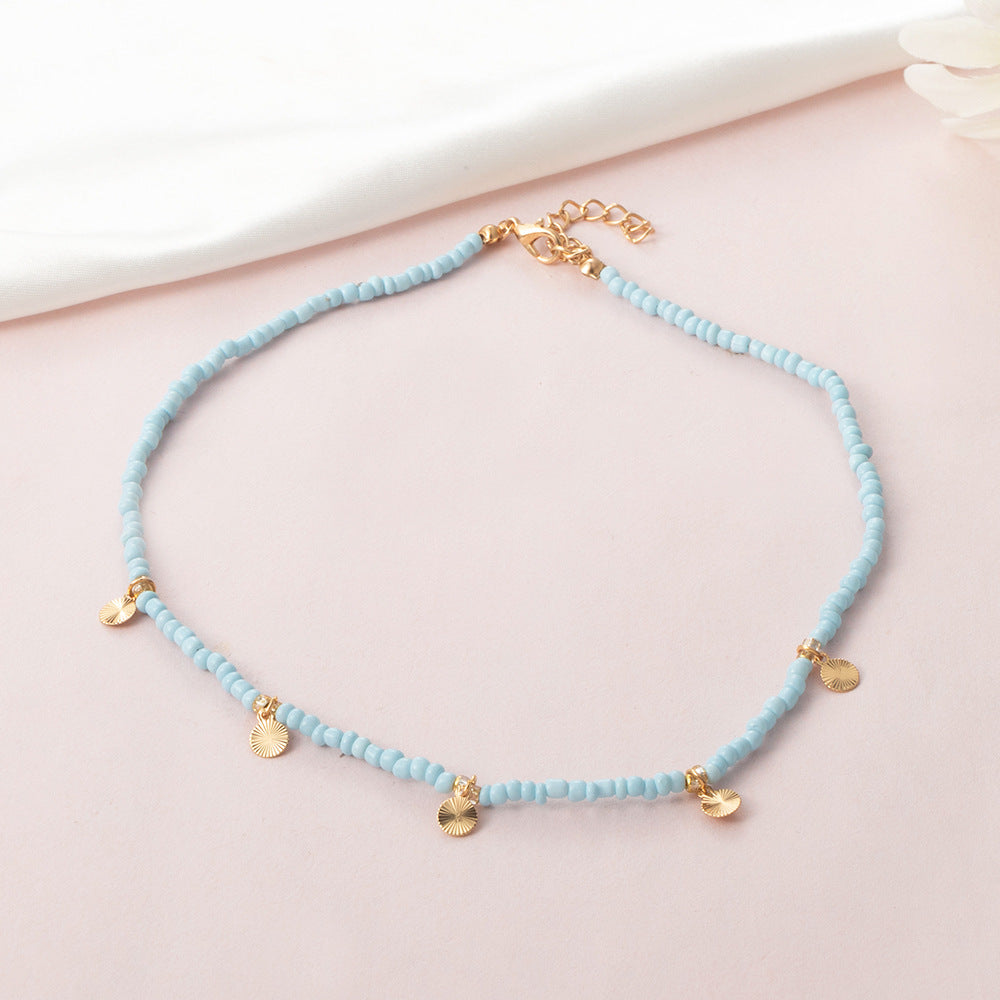 Fashion Simple Style Geometric Round Beaded Alloy Beads Necklace