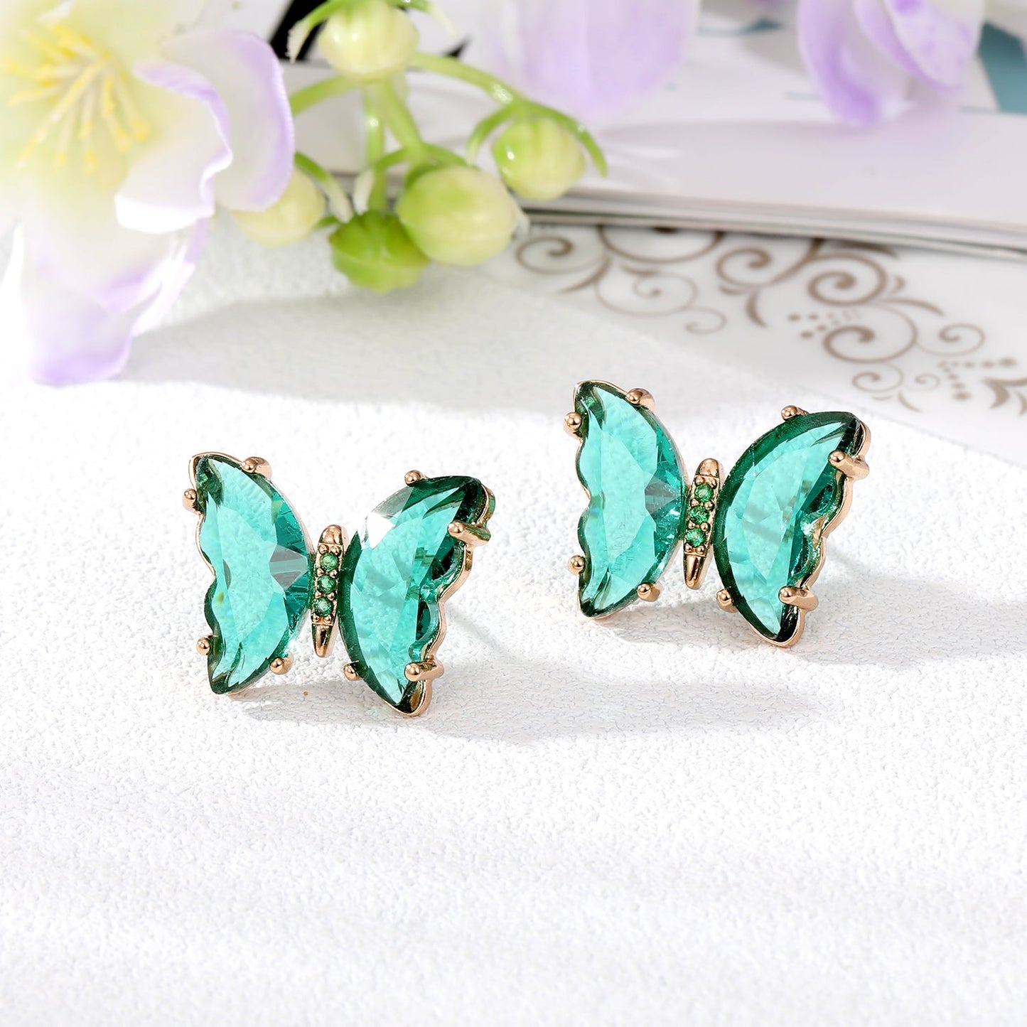 Women's Simple Style Butterfly Alloy Ear Studs Inlaid Crystal Crystal Earrings