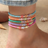 Fashion Bohemian Style Solid Color Star Moon Pendant Beach Anklet 4-piece Suit