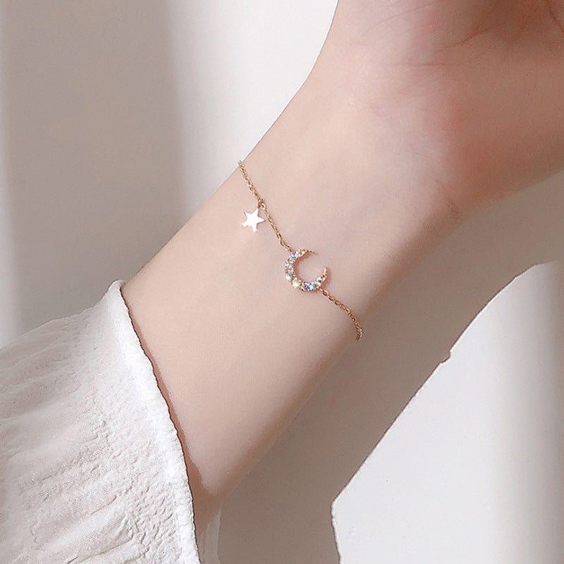 Sweet Star Moon Alloy Plating Inlaid Zircon Zircon Bracelets Necklace