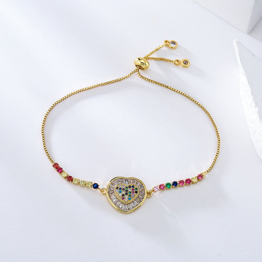 Women's Fashion Heart Copper Bracelets Inlaid Zircon Zircon Copper Bracelets