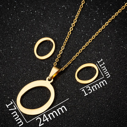 Women's Fashion Simple Style Letter Stainless Steel Pendant Necklace Ear Studs Plating Jewelry Sets