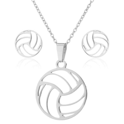 Women's Fashion Korean Style Volleyball Stainless Steel Alloy Pendant Necklace Ear Studs Plating Jewelry Sets