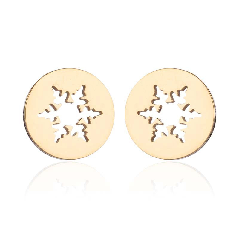 Women's Simple Style Animal Snowflake Stainless Steel No Inlaid Ear Studs Stainless Steel Earrings