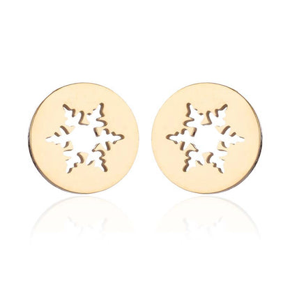 Women's Simple Style Animal Snowflake Stainless Steel No Inlaid Ear Studs Stainless Steel Earrings