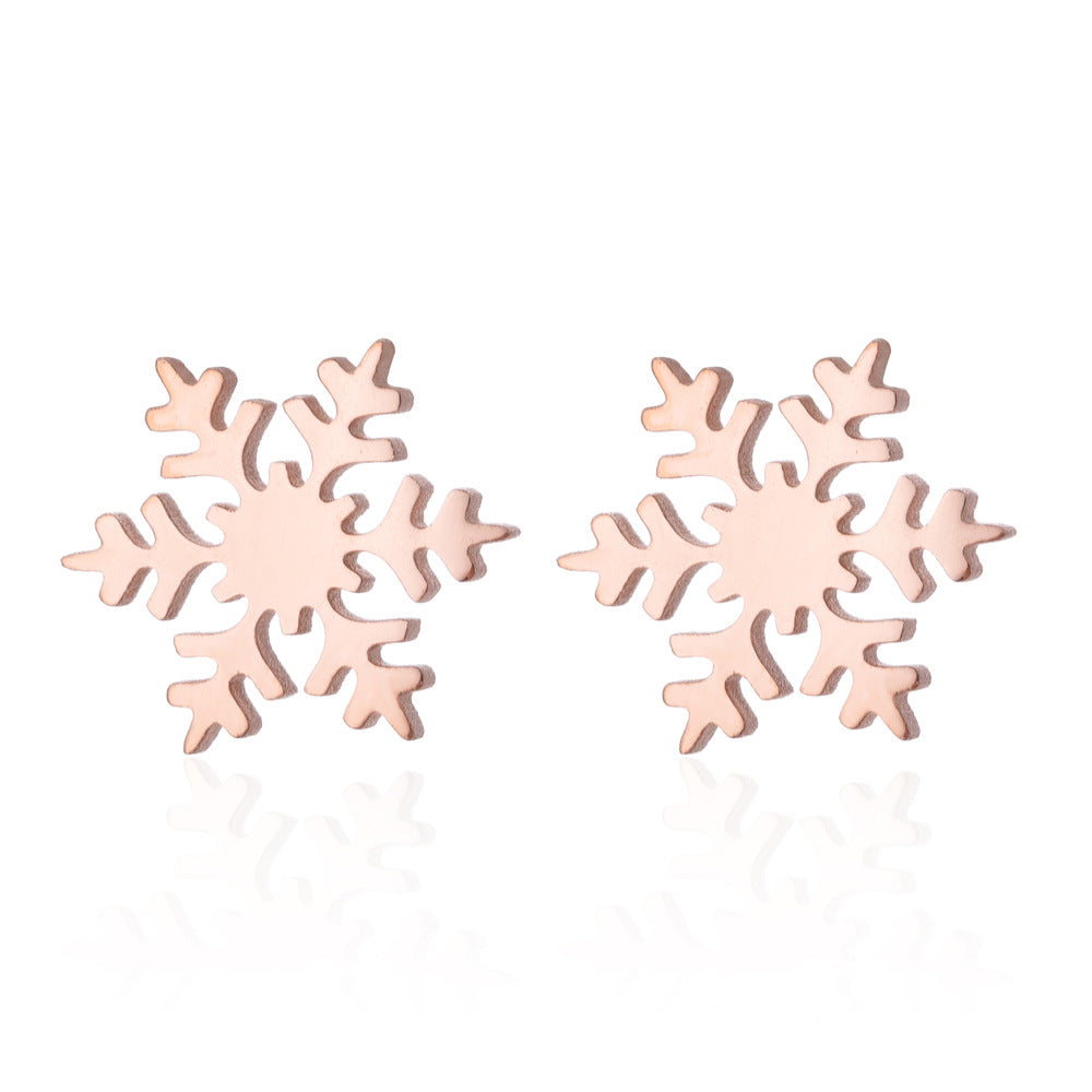 Women's Simple Style Animal Snowflake Stainless Steel No Inlaid Ear Studs Stainless Steel Earrings