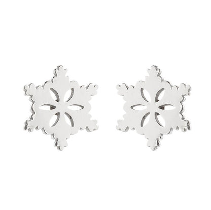 Women's Simple Style Animal Snowflake Stainless Steel No Inlaid Ear Studs Stainless Steel Earrings