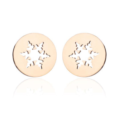 Women's Simple Style Animal Snowflake Stainless Steel No Inlaid Ear Studs Stainless Steel Earrings