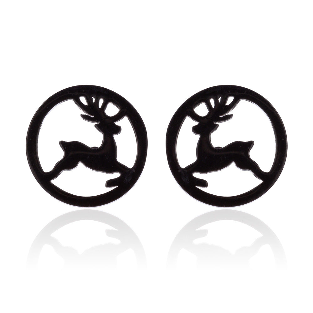 Women's Simple Style Animal Snowflake Stainless Steel No Inlaid Ear Studs Stainless Steel Earrings