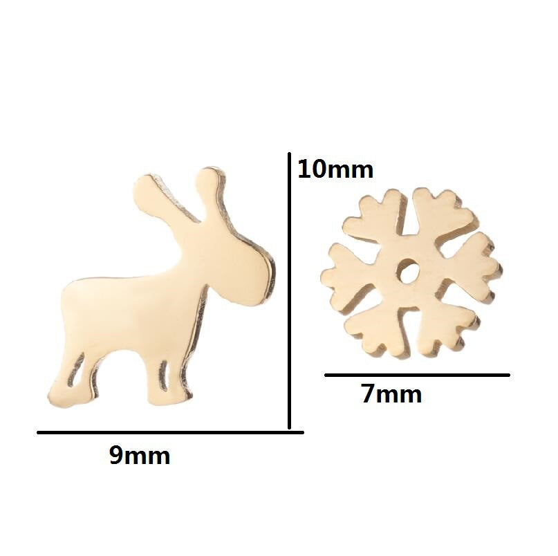 Women's Simple Style Animal Snowflake Stainless Steel No Inlaid Ear Studs Stainless Steel Earrings