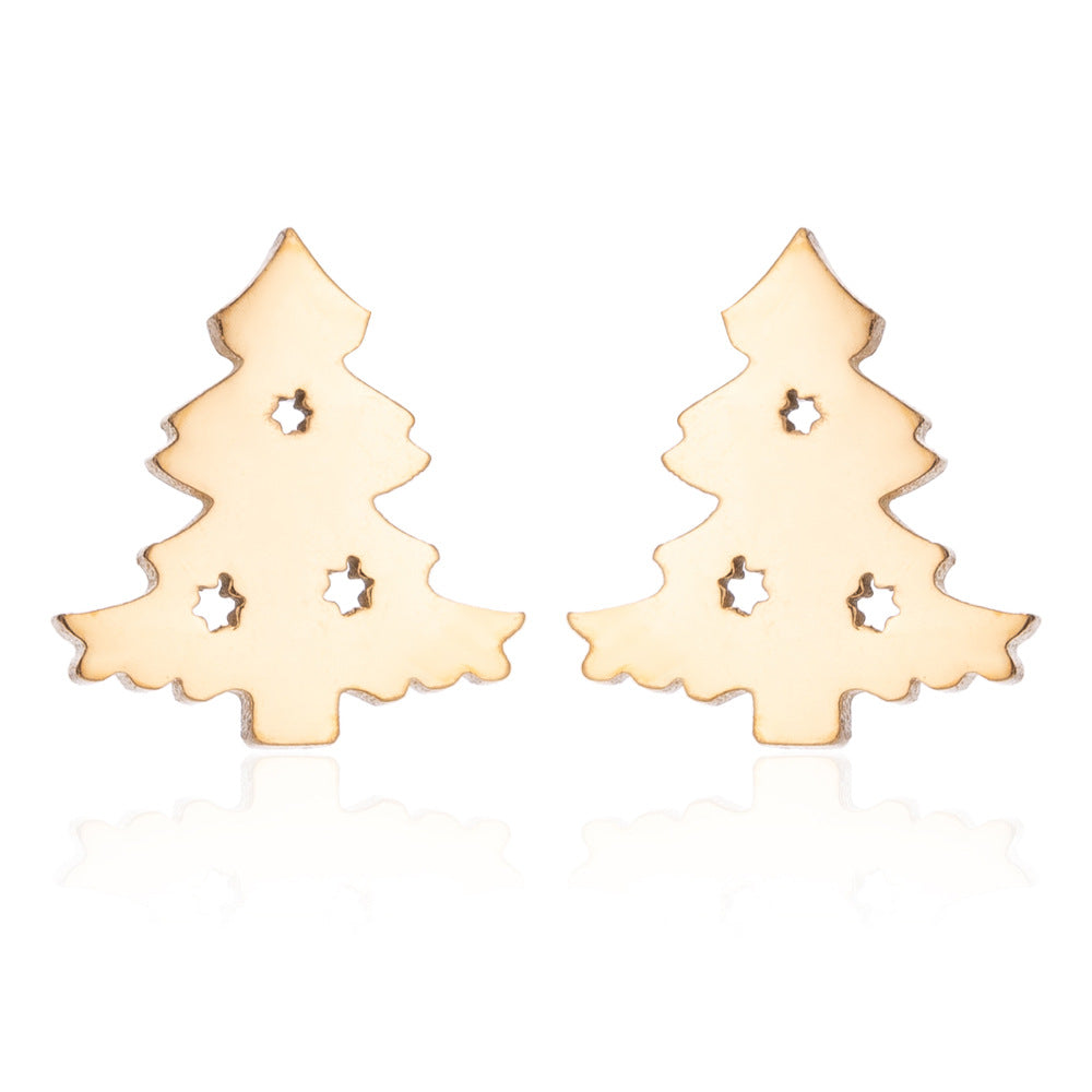 Women's Simple Style Animal Snowflake Stainless Steel No Inlaid Ear Studs Stainless Steel Earrings