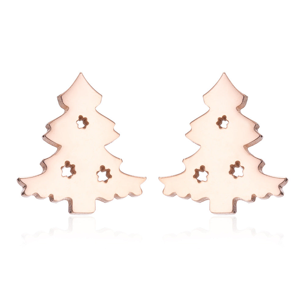 Women's Simple Style Animal Snowflake Stainless Steel No Inlaid Ear Studs Stainless Steel Earrings