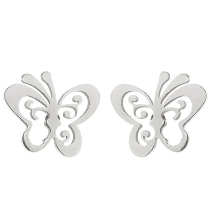 Women's Simple Style Butterfly Stainless Steel No Inlaid Ear Studs Plating Stainless Steel Earrings