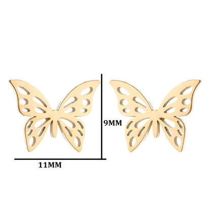 Women's Simple Style Butterfly Stainless Steel No Inlaid Ear Studs Plating Stainless Steel Earrings