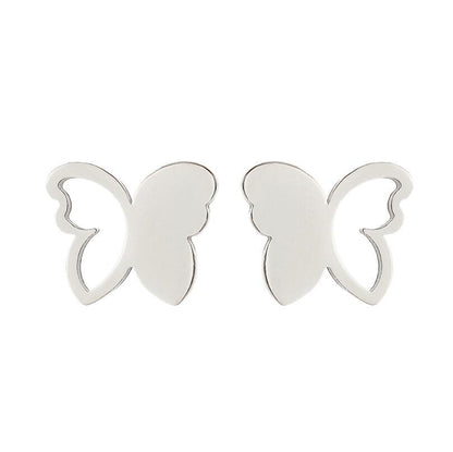 Women's Simple Style Butterfly Stainless Steel No Inlaid Ear Studs Plating Stainless Steel Earrings