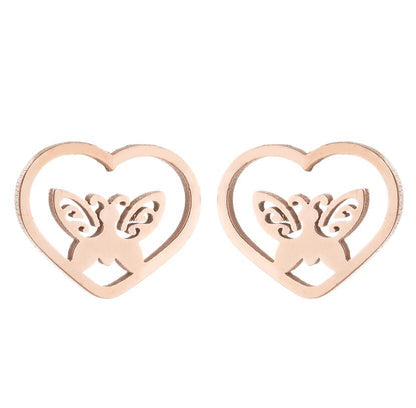 Women's Simple Style Butterfly Stainless Steel No Inlaid Ear Studs Plating Stainless Steel Earrings