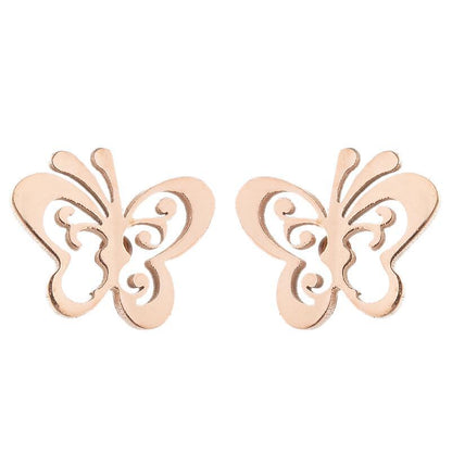 Women's Simple Style Butterfly Stainless Steel No Inlaid Ear Studs Plating Stainless Steel Earrings