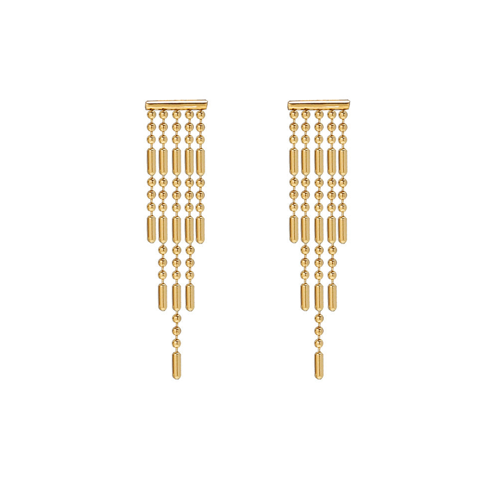 Women's Fashion Tassel Titanium Steel Earrings Ear Studs No Inlaid Stainless Steel Earrings