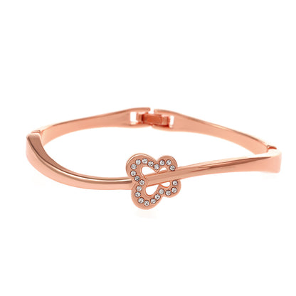 Simple Style Infinity Heart Shape Metal Titanium Steel Plating Inlay Rhinestones Rose Gold Plated Gold Plated Silver Plated Women's Bangle