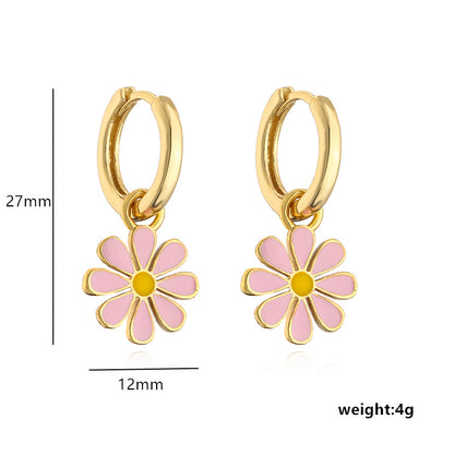 Women's Cute Fashion Flower Copper Artificial Gemstones Earrings Necklace