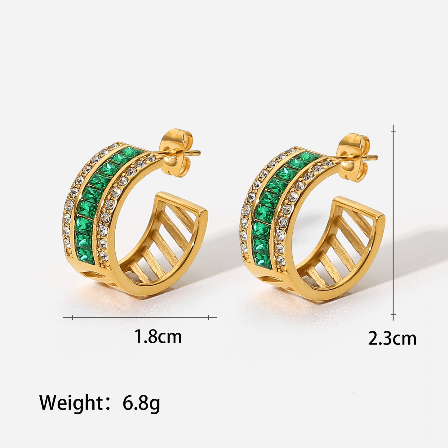 Women's Fashion Simple Style Geometric Stainless Steel Zircon Earrings Plating Stainless Steel Earrings