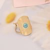 Fashion Asymmetrical Dress Stainless Steel Rings Inlay Turquoise Stainless Steel Rings