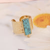 Fashion Asymmetrical Dress Stainless Steel Rings Inlay Turquoise Stainless Steel Rings