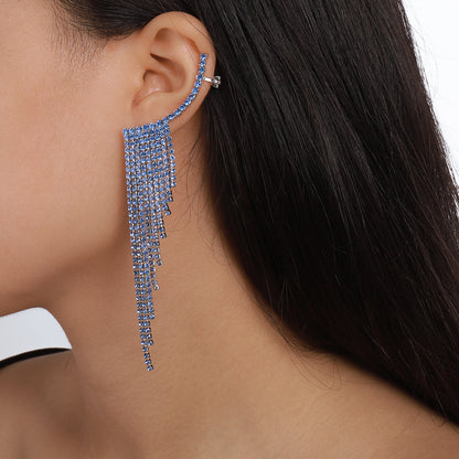 Simple Tassel Rhinestone Ear Needles Geometric New Long Earrings