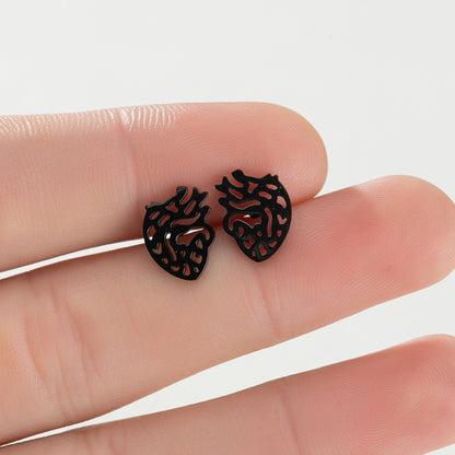 Simple Style Heart Titanium Steel Ear Studs Plating No Inlaid Stainless Steel Earrings