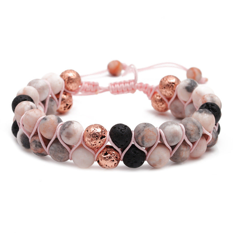 Retro Lock Natural Stone Beaded Bracelets