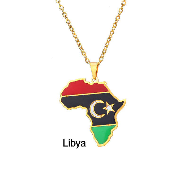 Fashion National Flag Stainless Steel Necklace Dripping Oil Stainless Steel Necklaces