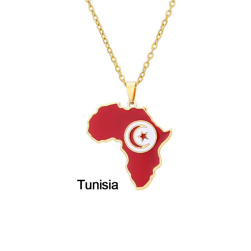 Fashion National Flag Stainless Steel Necklace Dripping Oil Stainless Steel Necklaces