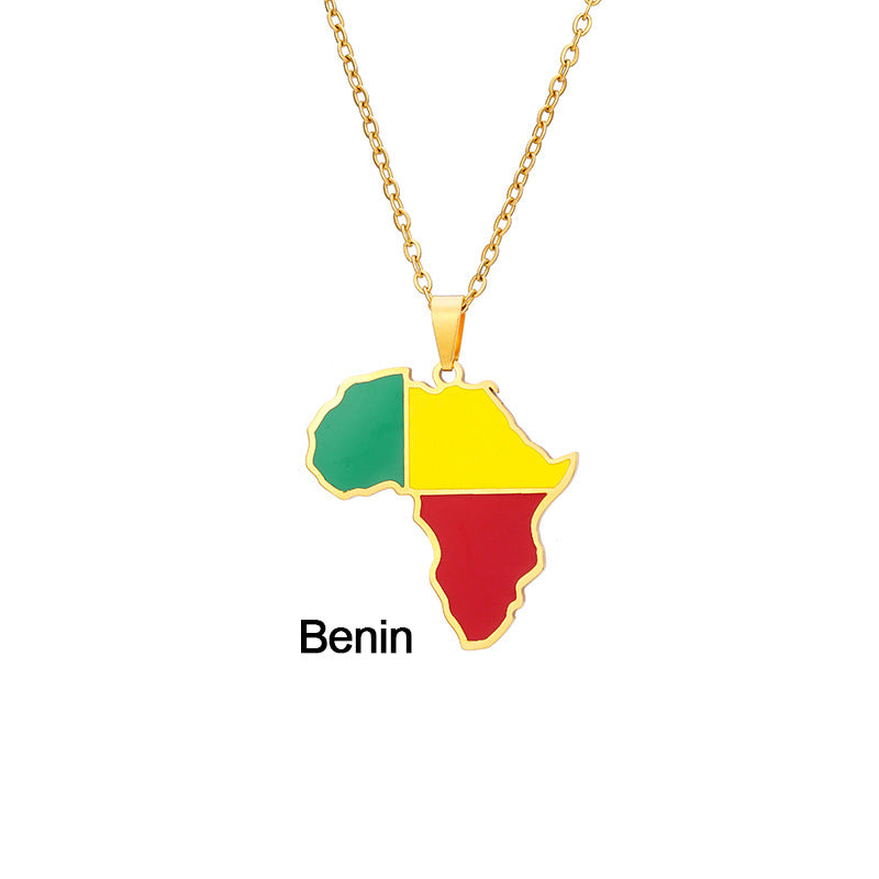 Fashion National Flag Stainless Steel Necklace Dripping Oil Stainless Steel Necklaces